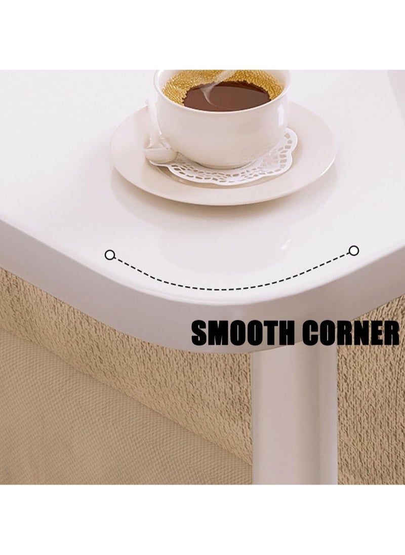 TOMSHOO - Lifting and Rotating Laptop Desk for Home and Office, Movable Bedside Table with Rollers, Adjustable Computer Stand, with 4 Wheels Sofa Side Table, Coffee Table 60 * 40cm (White) - Image 1