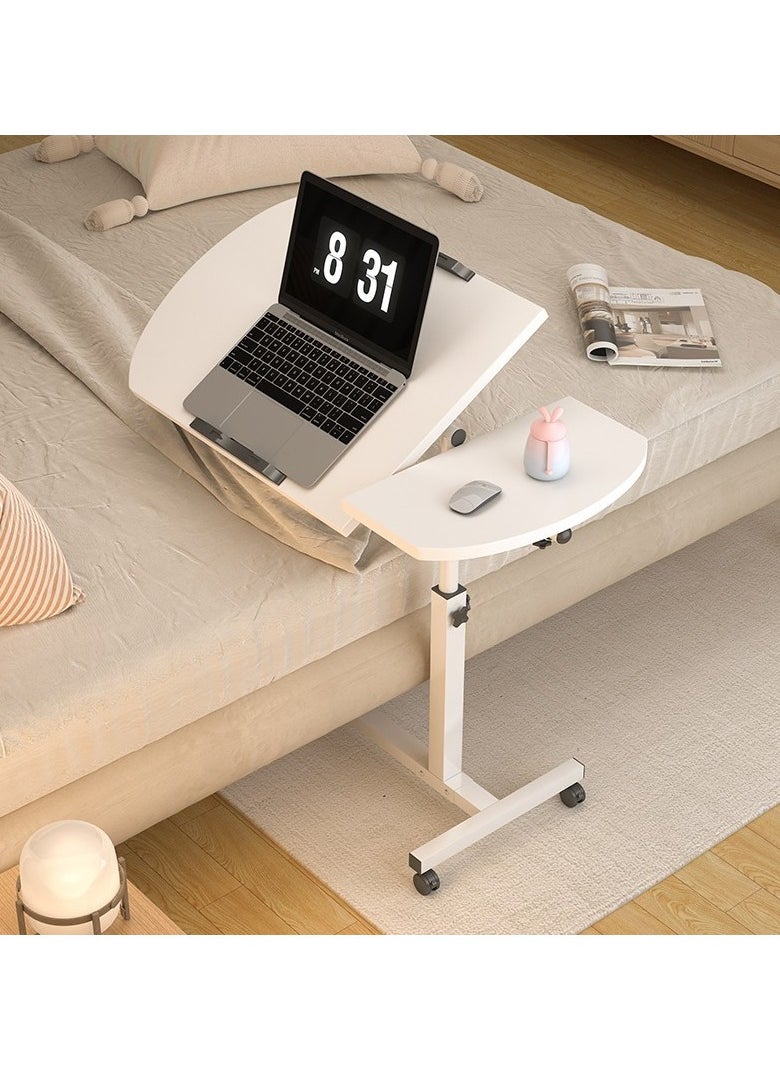 TOMSHOO - Lifting and Rotating Laptop Desk for Home and Office, Movable Bedside Table with Rollers, Adjustable Computer Stand, with 4 Wheels Sofa Side Table, Coffee Table 60 * 40cm (White) - Image 1
