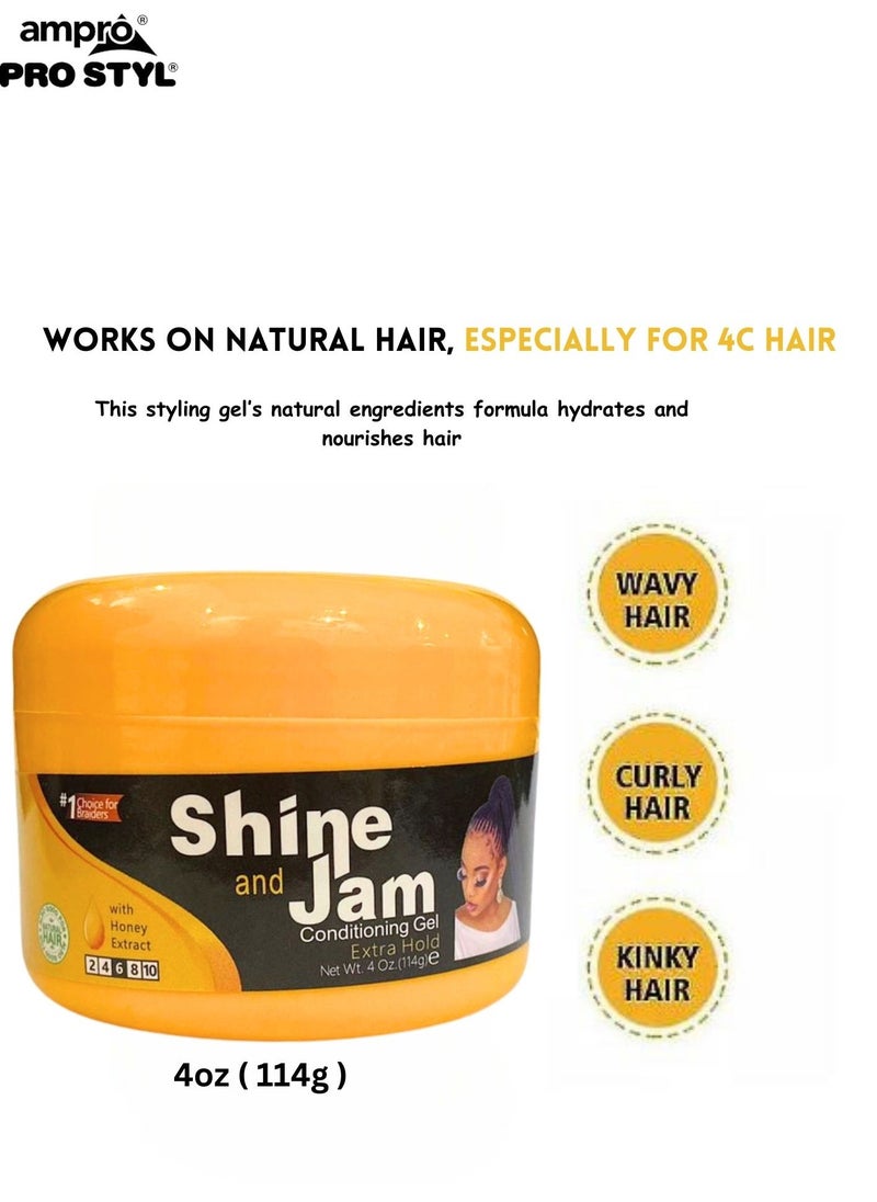 Shine 'n Jam - Pack of 2 Shine Jam Conditioning Gel Braid Gel Edge Control For 4C Hair 114g - Image 1