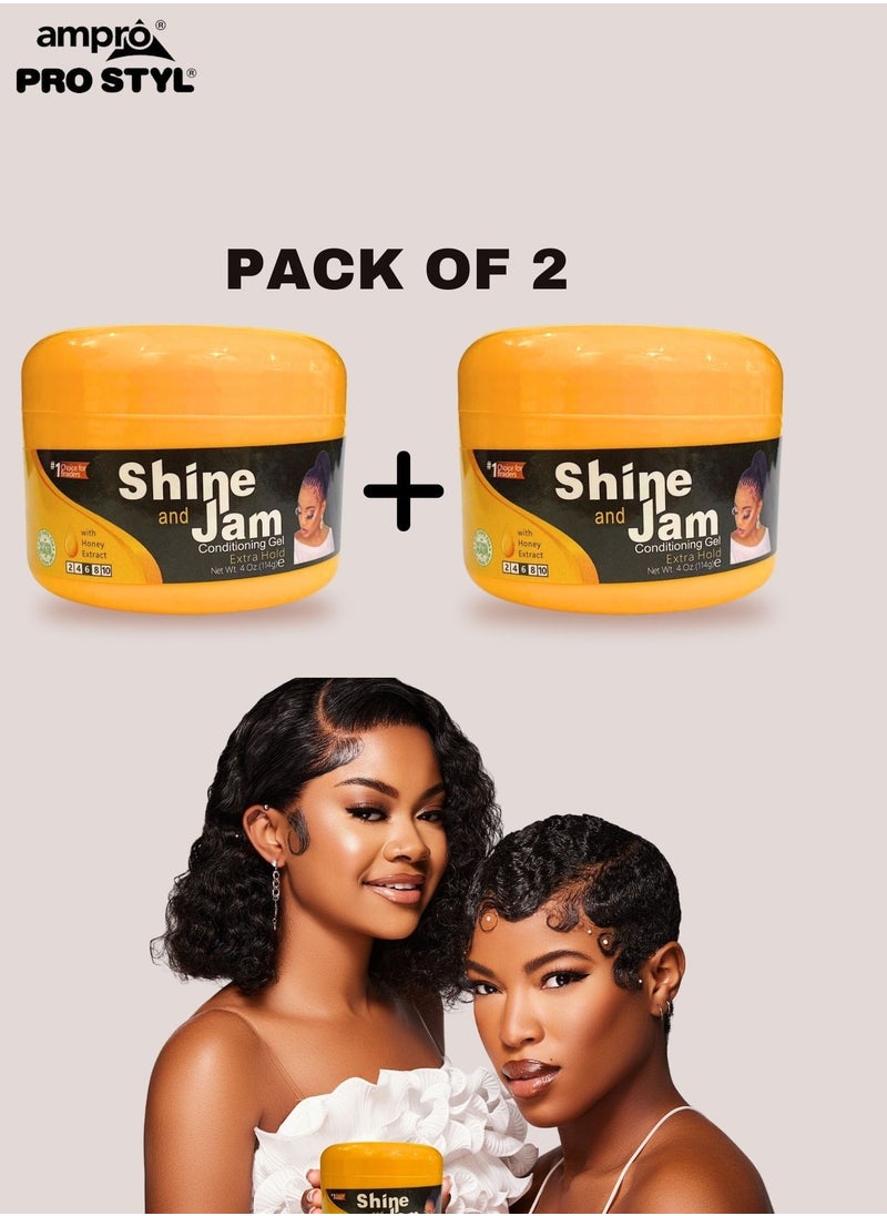Shine 'n Jam - Pack of 2 Shine Jam Conditioning Gel Braid Gel Edge Control For 4C Hair 114g - Image 1