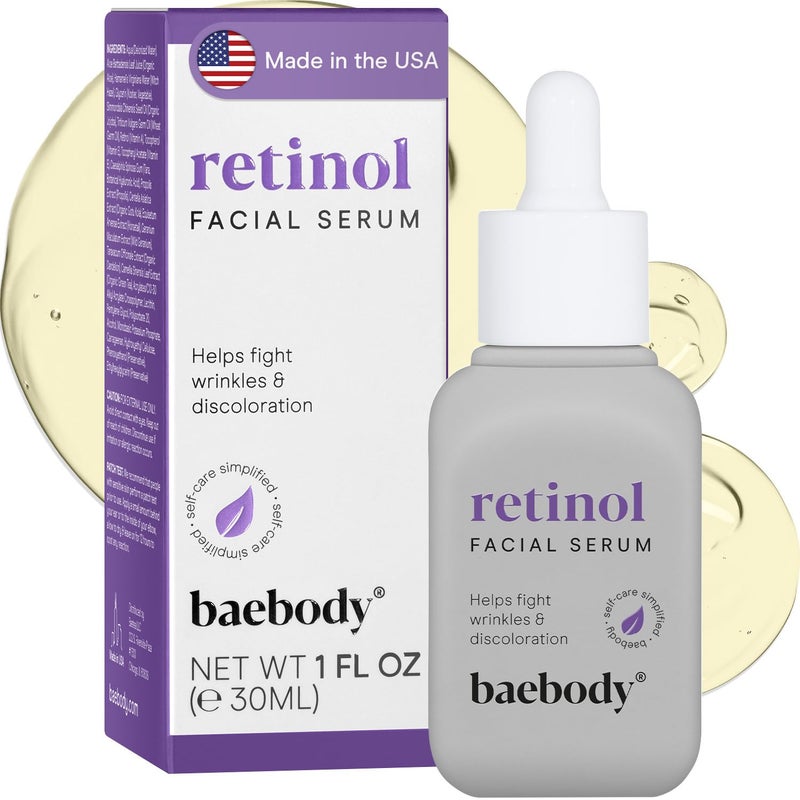 Baebody Made in USA Retinol Serum for Face  Anti Aging Serum for Fine Lines  Wrinkles  Retinol for Face with Jojoba Oil  Green Tea 1 fl oz30 ml