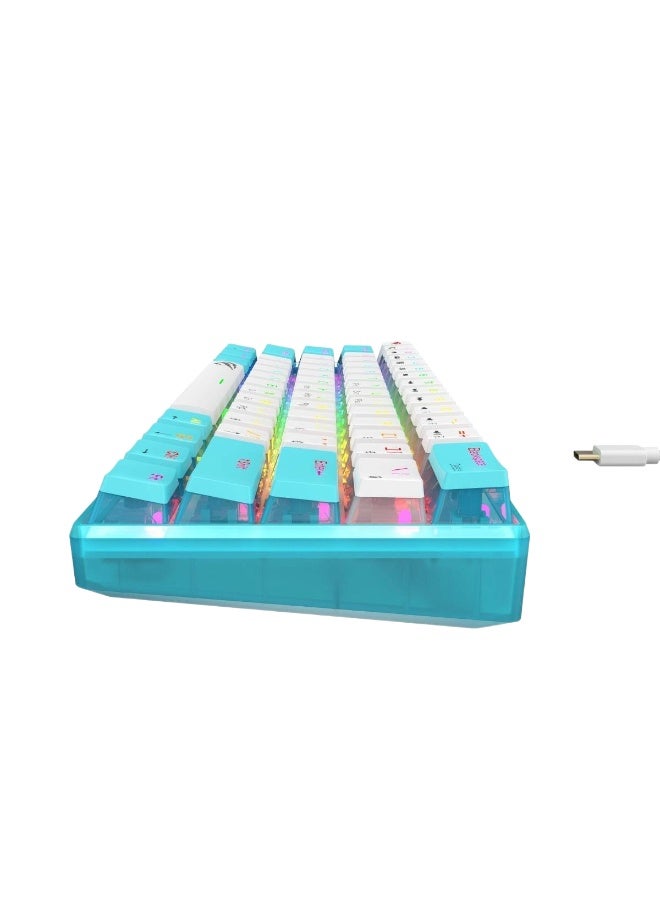 هافيت لوحة مفاتيح الألعاب الميكانيكية Havit KB903L 61 مفتاحًا – مفتاح أزرق – إضاءة خلفية LED قوس قزح – لوحة مفاتيح سلكية مدمجة بنسبة 60% – أزرق/أبيض/أسود - Image 4