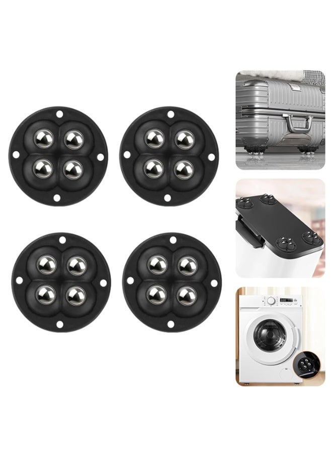 OSHIMA Self Adhesive Caster Wheels, Mini Ball Castors for Furniture Sliders & Appliance Rollers with 4 Steel Balls for Kitchen, 360 Degree, Self-Adhesive, Strong Castor Wheel, for Rubbish Bins, Furniture - Image 1