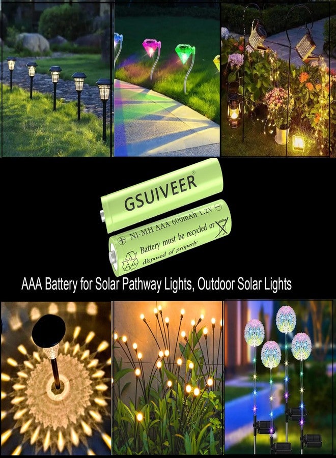 GSUIVEER Rechargeable Solar Light Batteries AAA NiMh 600mAh 1.2V for Outdoor Garden Lights (20 Pack) - Image 2