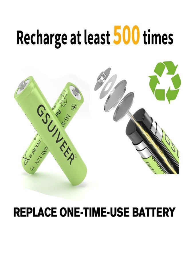 GSUIVEER Rechargeable Solar Light Batteries AAA NiMh 600mAh 1.2V for Outdoor Garden Lights (20 Pack) - Image 5