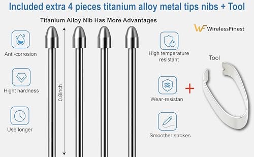 WirelessFinest No Worn Out Titanium Alloy Metal Remarkable 2 Pen Tips Replacement Compatible Nibs for Remarkable 2 1 Marker Plus Pencil Kindle Scribe Basic Premium Stylus Digital Pen Fine Tip Smooth Ballpoint Nib - Image 3