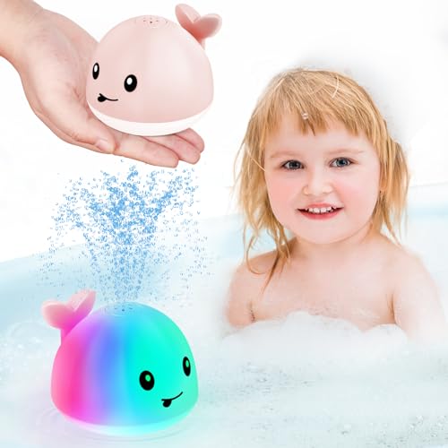 GIGILLI Baby Bath Toys for Kids Ages 13 Easter Basket Stuffers for 1 2 3 Year Girl Whale Bath Toy Sprinkler Light up Bath Toys for Babies 612 Months Toddler Bathtub Toys Newborn Baby Birthday Gifts - Image 1