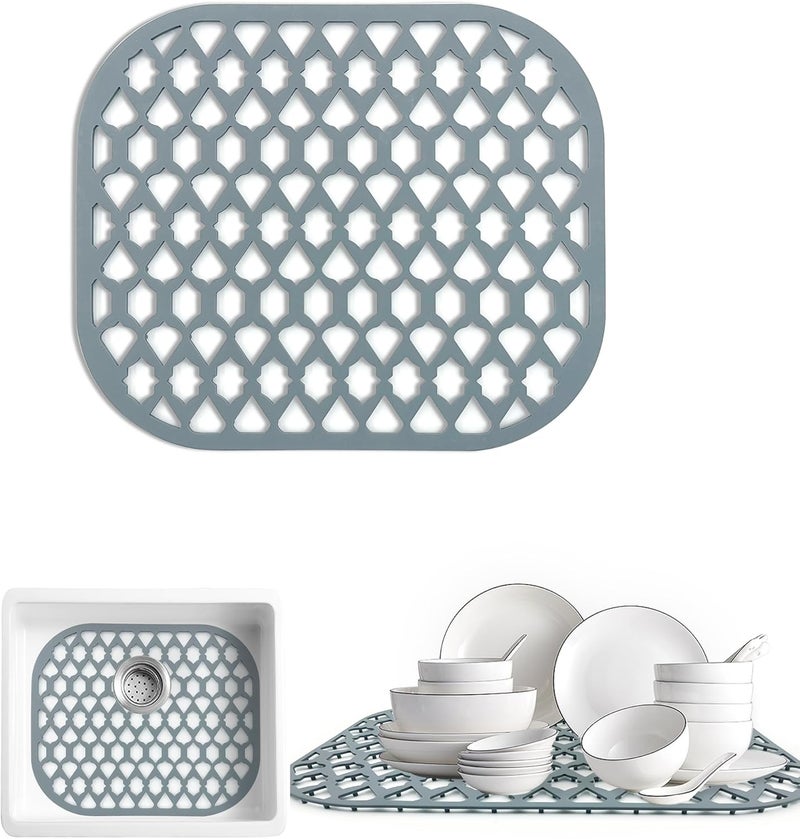 SAMSIER Sink Protectors for Kitchen Sink 13x11 &16x12 &19x13 &19x14 &21x16 &22x13 &24x13 &26x14 &28x14 &30x14 &30x16, Farmhouse Silicone Mats Grid for Bottom (13”x11”, 2 Packs) - Image 1