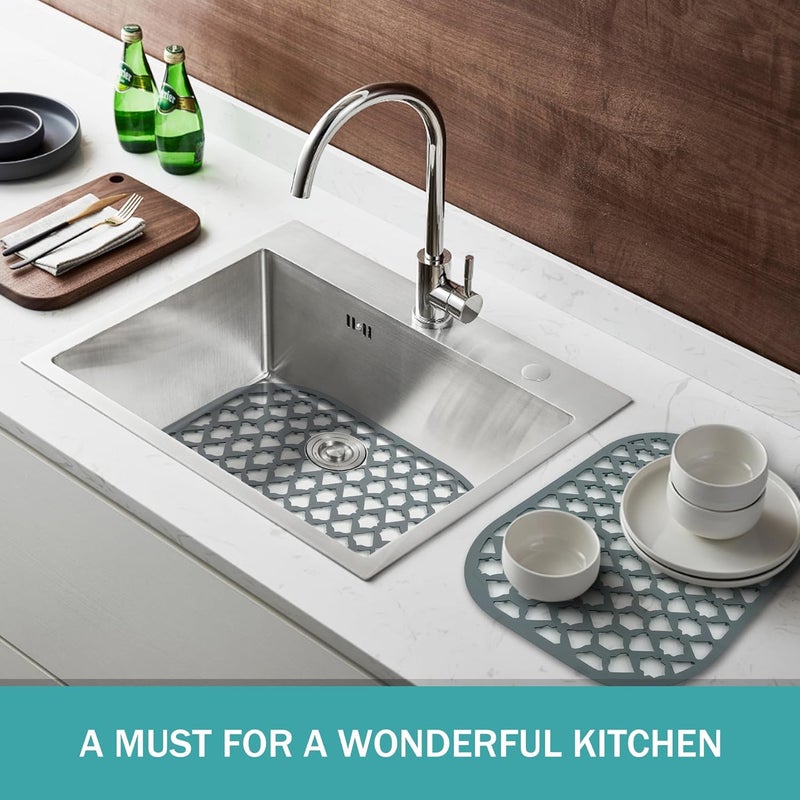 SAMSIER Sink Protectors for Kitchen Sink 13x11 &16x12 &19x13 &19x14 &21x16 &22x13 &24x13 &26x14 &28x14 &30x14 &30x16, Farmhouse Silicone Mats Grid for Bottom (13”x11”, 2 Packs) - Image 4