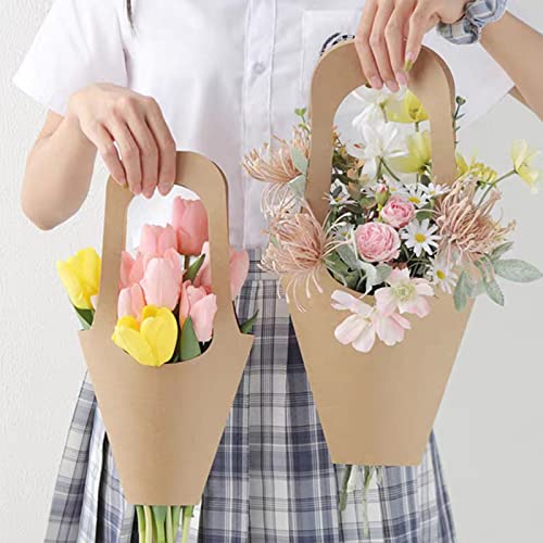 Tergy 50Packs Kraft Paper Flowers Gift Bags Brown Hanging Bouquet Wrapping Bags for Home Decoration (14Inches) - Image 4