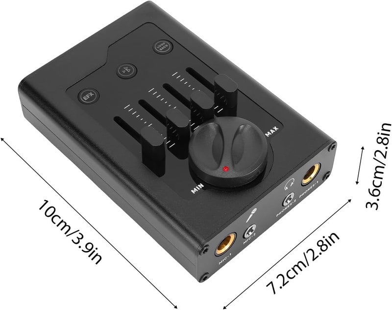 Keenso Sound Card, 4 Sound Effects Zero Latency Real Time Monitoring OTG Phone Connection Portable Aluminum Alloy with Built in Loopback Functionality (Black) - Image 2