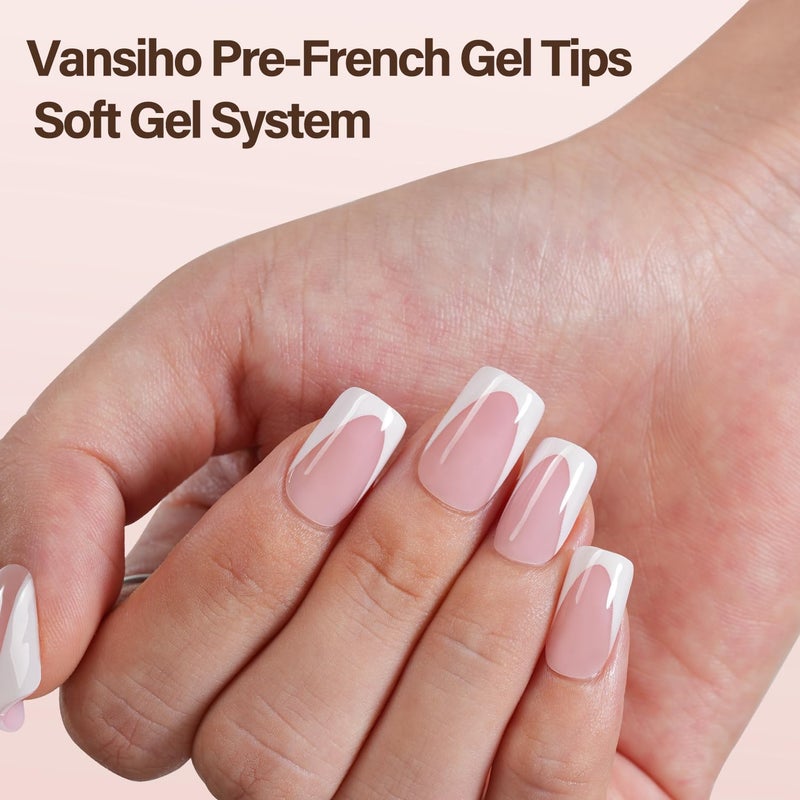 Vansiho Deep French Gel Nail Tips, 150Pcs Short Square Nail Tips, Pink Soft Gel French Tips Press on Nails, Fake Nails for Nail Art DIY 15 Sizes - Image 2