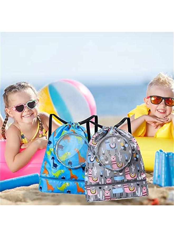 Waterproof Drawstring Backpack with Shoe Compartment for Kids, Grey Sports Gym Bag for Girls and Boys - Image 4