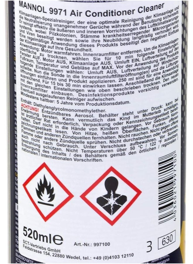 HTE Mannol Germany 2 Pack 9971  Air Conditioner A/C Cleaner Foam  520 Ml  - Image 5
