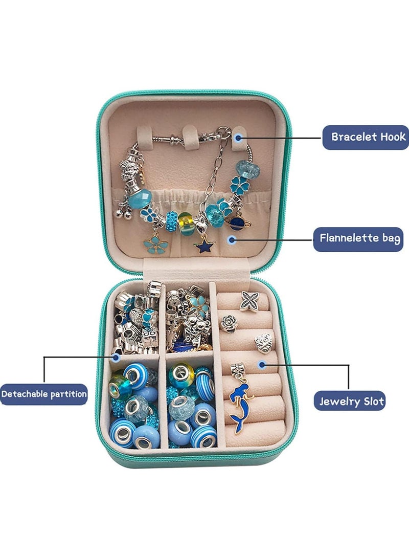 AUTOYSUR Bracelet Making Kit for Girls,68PCs Charm Bracelets Kit with Jewelry Box, Jewelry Charms, Bracelets for DIY Craft, Jewelry Gift for Adults and Kids，Present For 8-12 Year Old Girl (blue)  - Image 3