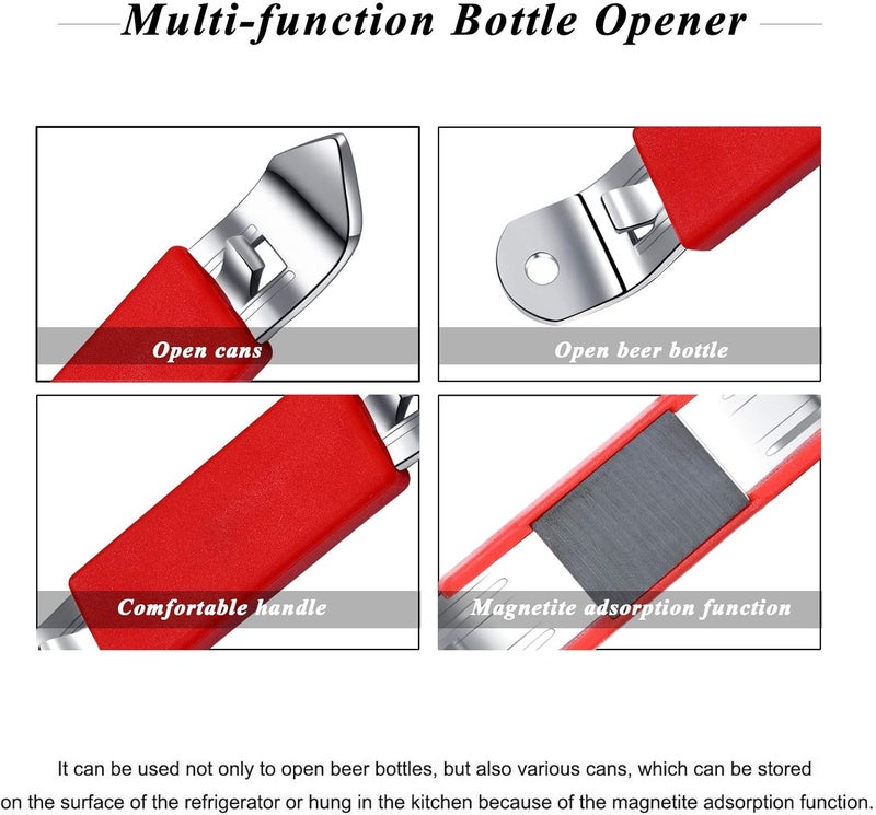 HANCELANT 3 Pieces Magnetic Bottle Openers Can Opener Classic Beer Opener Stainless Steel Small Bottle Opener Can Tapper with Magnet for Camping and Traveling - Image 2
