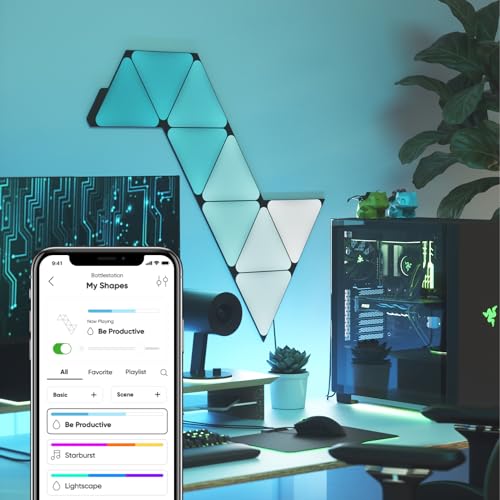 Nanoleaf Shapes Triangles LED Lights, Wall Lighting Panels with Music Sync, Screen Mirror, Works with Alexa & Google Assistant, RGBW WiFi Triangle Wall Lights for Gaming Room, Expansion Pack - Image 3