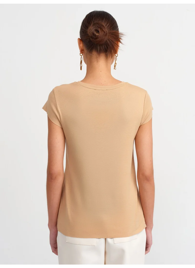 ديلفين 30719 Crew Neck T-Shirt-Beige