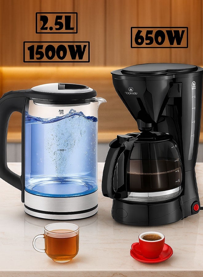 توسكانا يو 2 في 1 مجموعة من غلاية كهربائية 2.5 لتر 1500 وات و ماكينة صنع القهوة بقوة 650 واط - Image 1