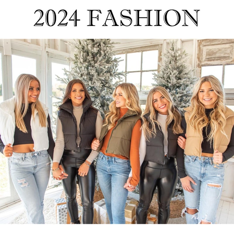 Flygo Puffer Vest Women Cropped Vest Zip Up Stand Collar Sleeveless Lightweight Winter Down Vests Jacket(White-XL) - Image 5