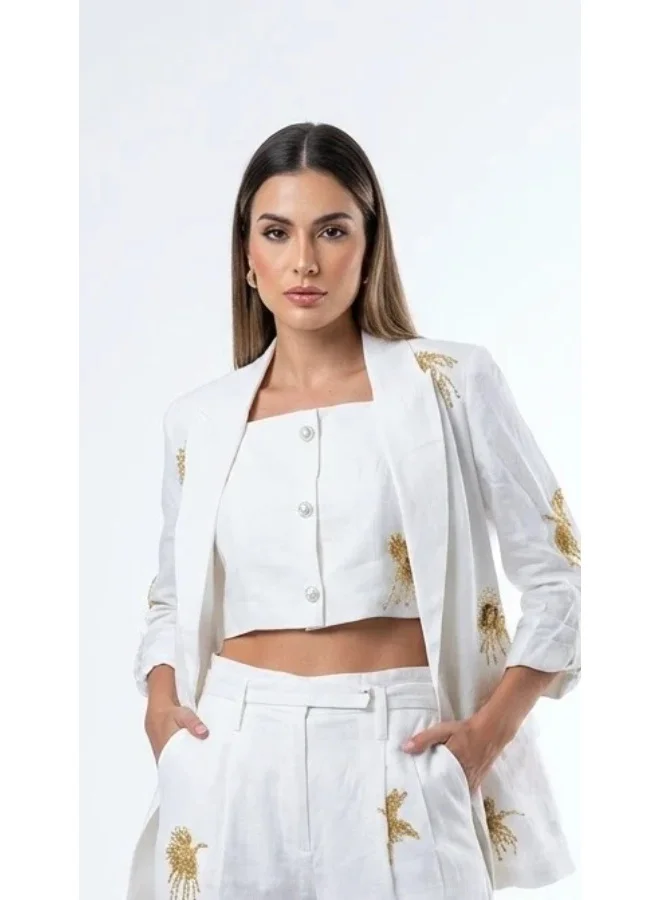 2Trendy Women's White Button-Front Square Neck Crop Top
