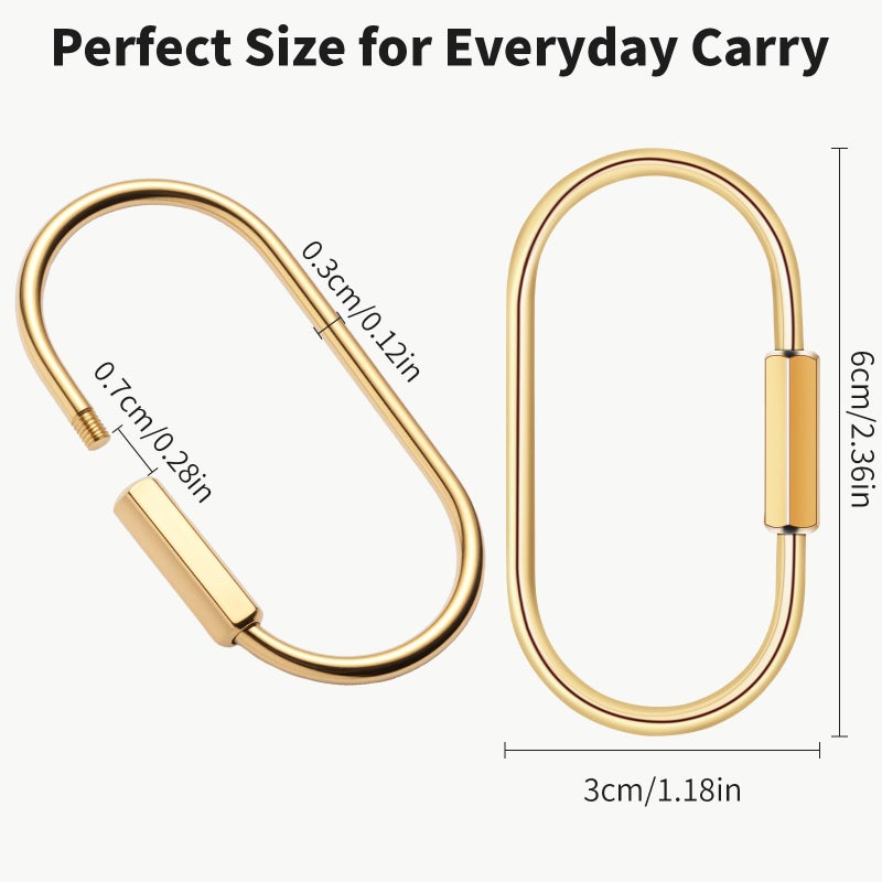 SGSYRYCO 3 Pcs Brass Key Ring with Screw Lock - Durable Gold Carabiner Keychain Clip for Keys, Bags, Handbags, Men & Women, Premium Gold Key Ring, Carabiner Locking Purse and Bag Charms Accessory - Image 2
