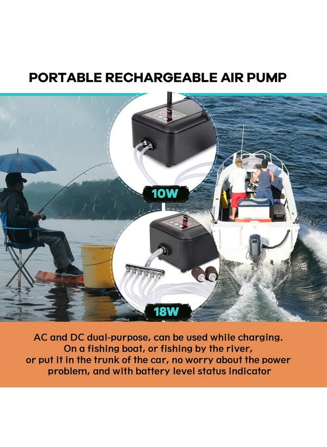 هايغر مضخة هواء للبركة المائية قابلة لإعادة الشحن IPX6 من hygger، مضخة هواء خزان قوية وهادئة مع صمام فحص حجر الهواء للخرطوم وصمام تحويل تدفق قابل للتعديل لليخت الصيد/انقطاع التيار الكهربائي/الزراعة المائية (300 جالون في الساعة) - Image 4