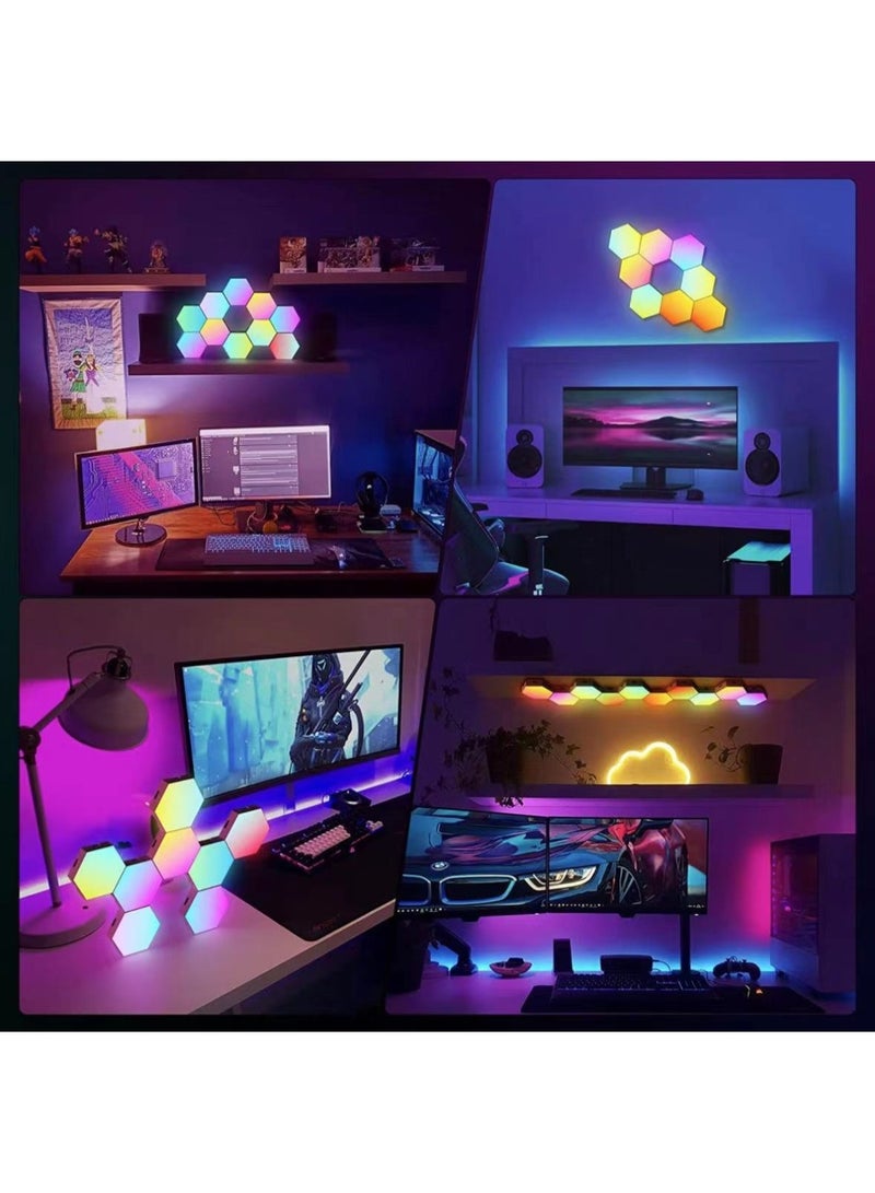 Hexagon Gaming Light Tuya App Wall Light Bedroom Game Room Home Decor Lively Lamp Smart LED RGB Dimmable adjustable brightness Hexagonal Honeycomb Lights (6 Pack) - Image 3