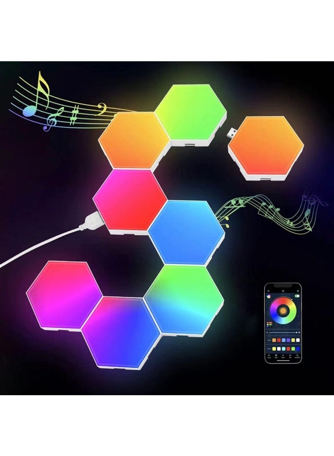 Hexagon Gaming Light Tuya App Wall Light Bedroom Game Room Home Decor Lively Lamp Smart LED RGB Dimmable adjustable brightness Hexagonal Honeycomb Lights (6 Pack) - Image 1