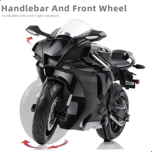 Risopen 1:12 Motorcycle Model Toy for Yamaha YZF-R1 1000R Metal Die-cast with Plastic Motorcycle Model No Assembly Required Mini Finished Moto Gift for Adult（Black） - Image 4