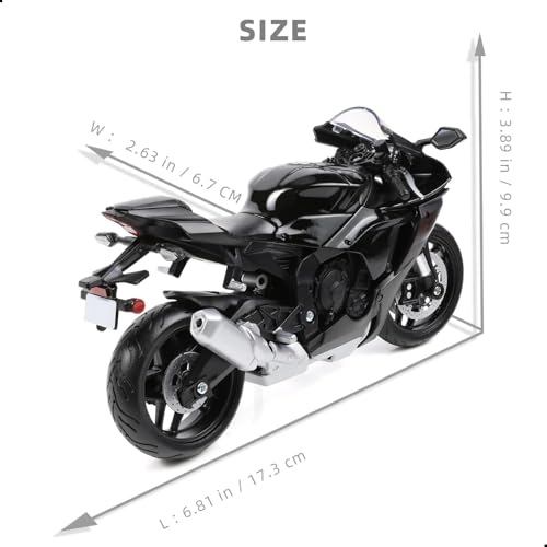 Risopen 1:12 Motorcycle Model Toy for Yamaha YZF-R1 1000R Metal Die-cast with Plastic Motorcycle Model No Assembly Required Mini Finished Moto Gift for Adult（Black） - Image 2