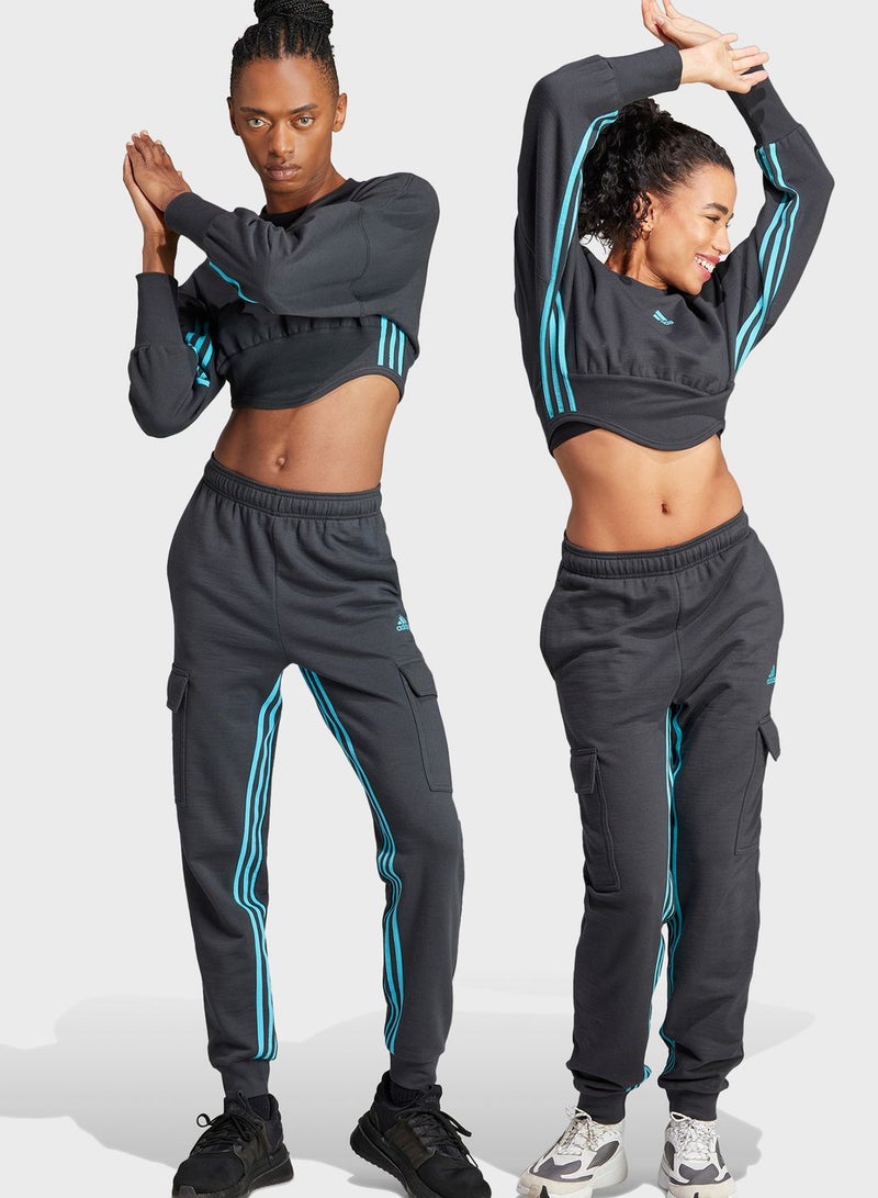 Adidas Dance 3-Stripes High-Waisted Tapered Cargo Joggers - Image 1