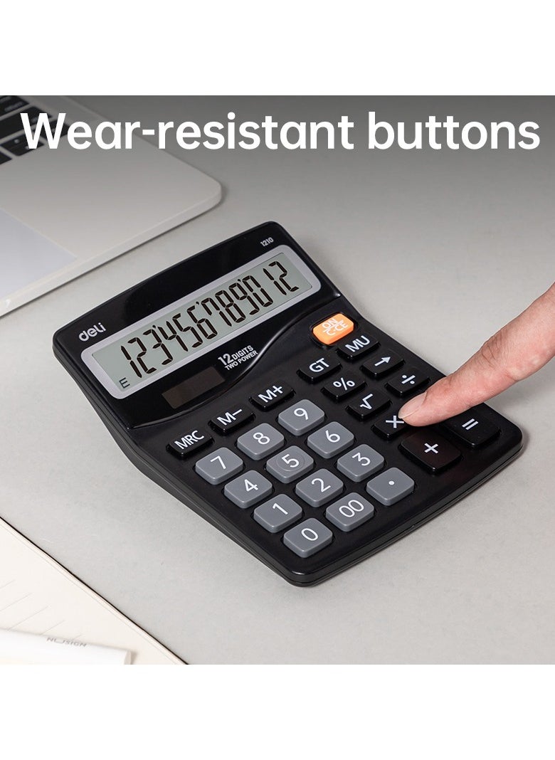 Deli Deli E1210 Plastic Calculator - 12 Digits - Black  - Image 3