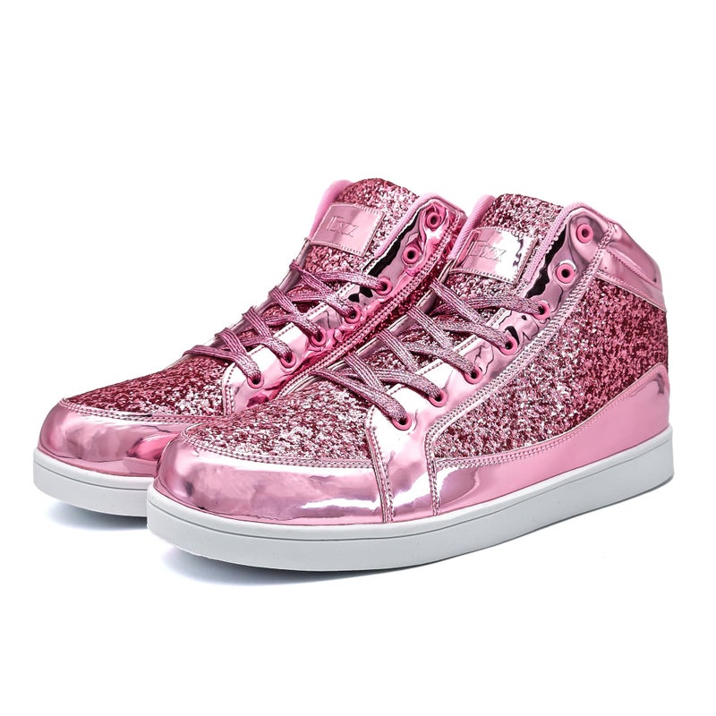 IGxx Glitter Shoes for Men High Top Flashing Party Casual Lace-up Sneakers Men - Image 3