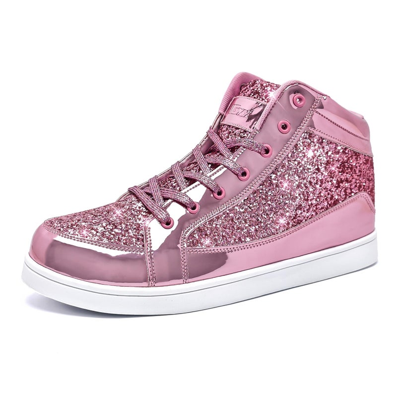 IGxx Glitter Shoes for Men High Top Flashing Party Casual Lace-up Sneakers Men - Image 1