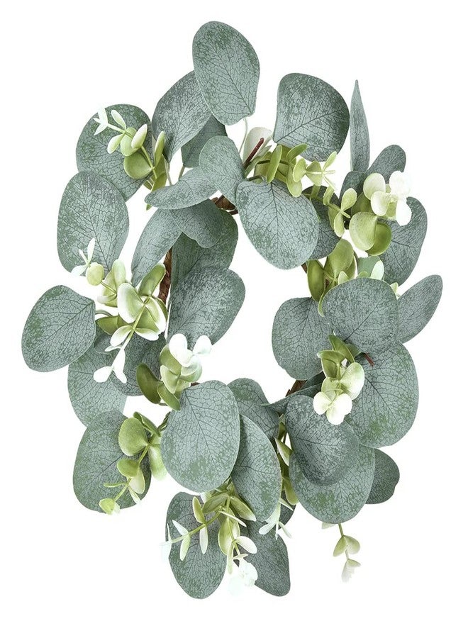 LSKYTOP Eucalyptus Faux Kitchen Cabinet Artificial Greenery Farmhouse Wreath for Door Wall Window Decor, 9Inch - Image 1