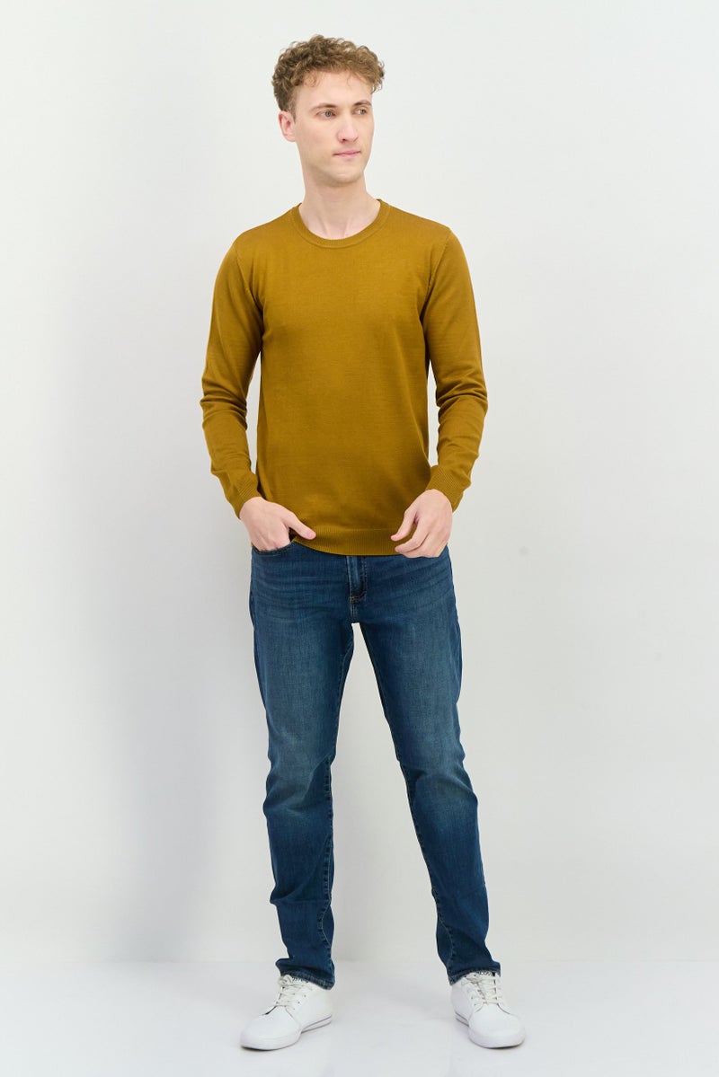 Sorbino Men Crew Neck Long Sleeves Knitted Sweater, Dark Tan - Image 4