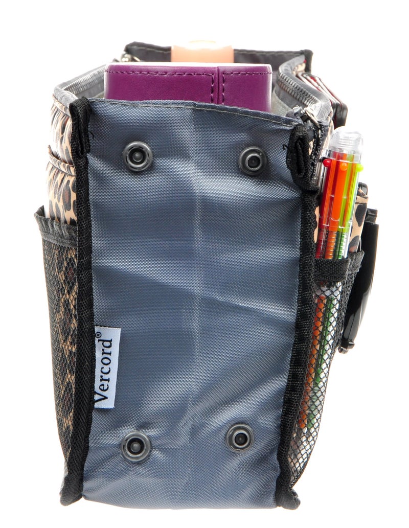 Vercord Purse Organizer Insert for Handbags Bag Organizers Inside Tote Pocketbook Women Nurse Nylon 13 Pockets Leopard Large - Image 4