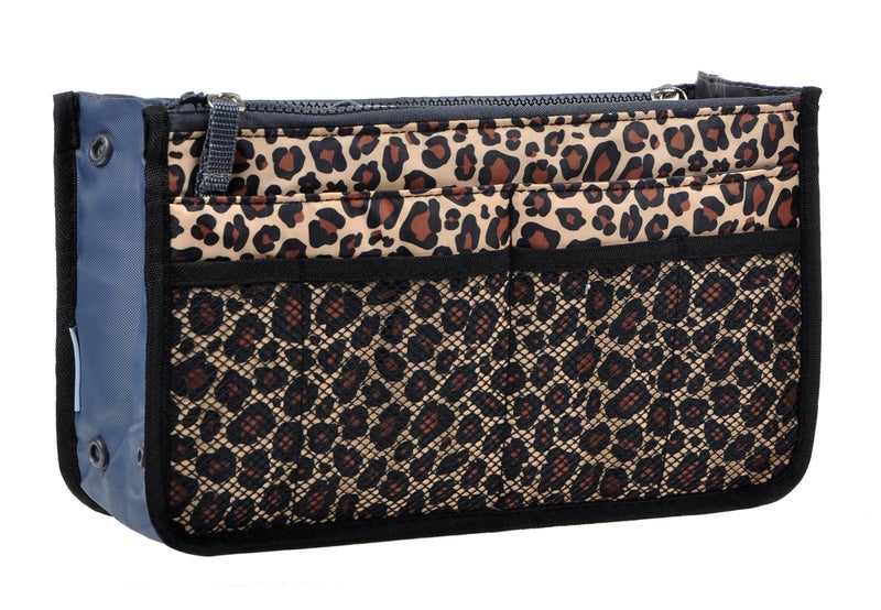 Vercord Purse Organizer Insert for Handbags Bag Organizers Inside Tote Pocketbook Women Nurse Nylon 13 Pockets Leopard Large - Image 1