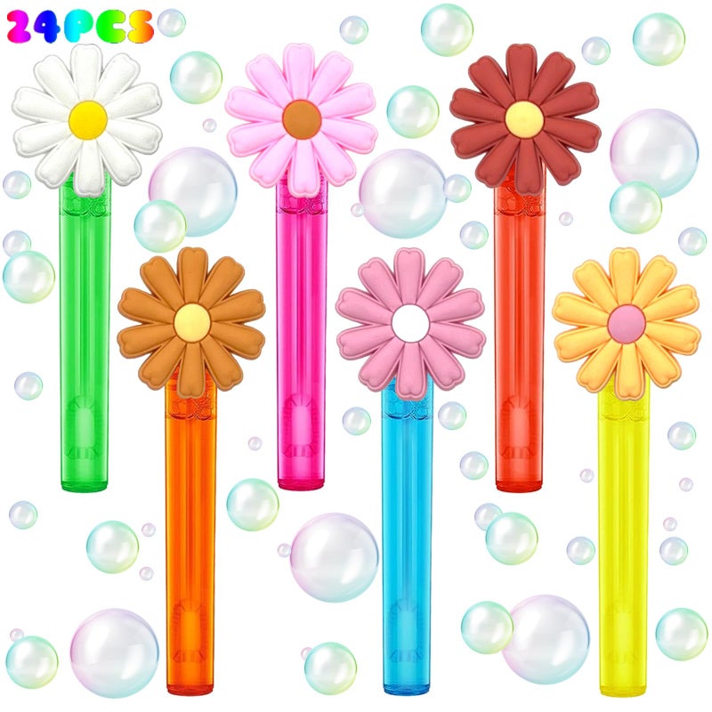 uoyoi Groovy Party Favors24Pcs Retro Hippie Daisy Bubble Wand for Groovy Birthday Party SuppliesClassroom Prizes Pinata Goodie Bag Stuffers Gifts - Image 3