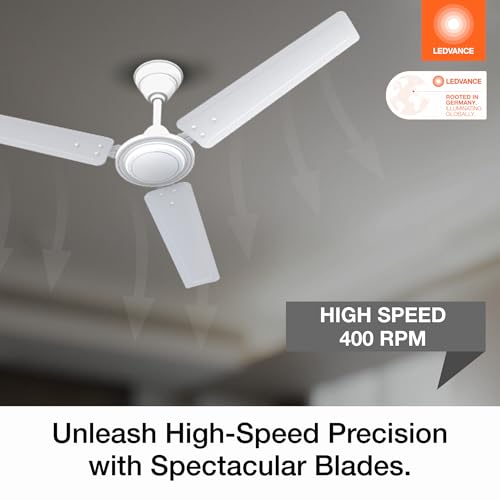 LEDVANCE Windy Ceiling Fan 1200mm | 400 RPM Speed | Low Power Consumption | Higher Air Delivery | BEE Star Rated | Heavy Motor | Suitable for Room, Schools & Offices | 2 Year Warranty - White - Image 5