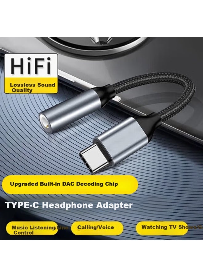 Stiger Type-c To 3.5mm Audio Adapter For Wired Headphones With Round Hole Interface, Compatible With Apple 16/15, Xiaomi, Huawei, Ipad, Honor - Image 1