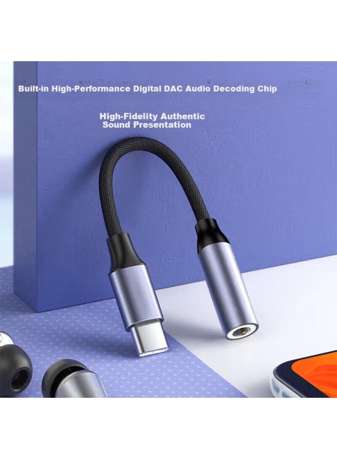 Stiger Type-c To 3.5mm Audio Adapter For Wired Headphones With Round Hole Interface, Compatible With Apple 16/15, Xiaomi, Huawei, Ipad, Honor - Image 2