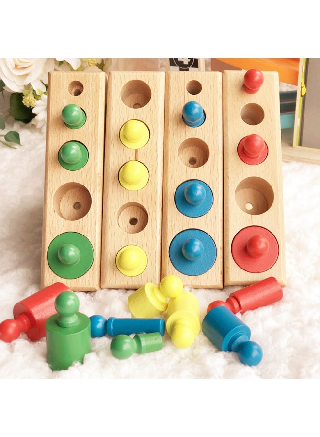Montessori Montessori Montessori Early Childhood Teaching Aids Socket Cylinder 1-3 Years Old Children Cognitive Sensory Building Blocks-Color:Colored Socket Cylinder - Image 5