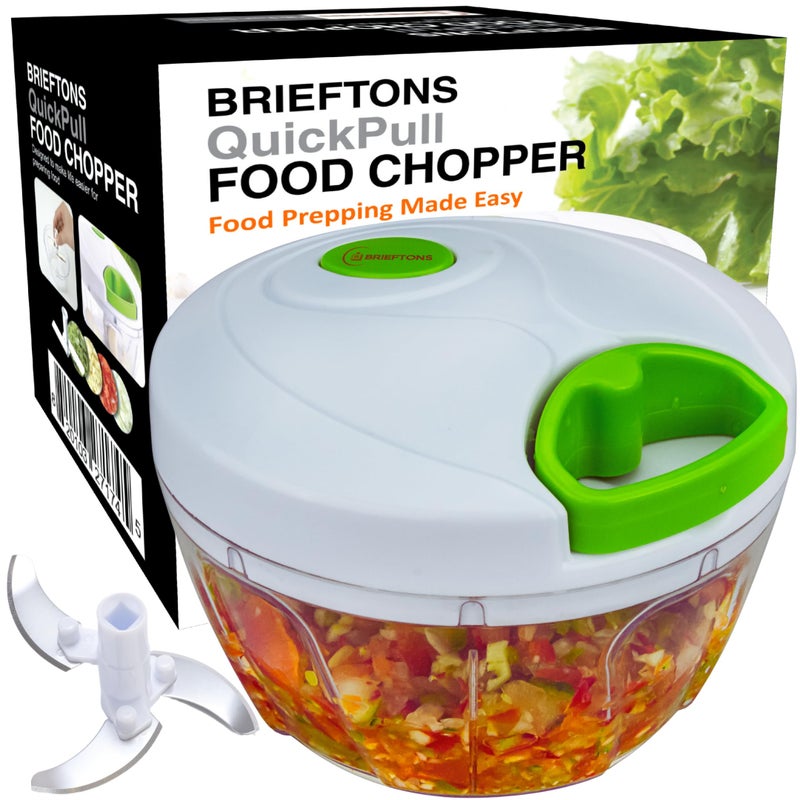 Brieftons Manual Food Chopper, Compact & Powerful Hand Pull Chopper Blender to Chop Onion, Garlic, Vegetables, Fruits, Herbs for Salsa, Salad, Pesto, Hummus, Coleslaw, Puree, Indian Cooking - Image 1