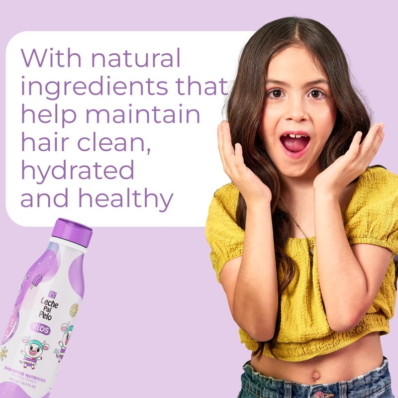 Leche Pal Pelo Kids Nourishing Shampoo - Gentle Daily Cleansing, Sulfate & Paraben-Free Formula with Jojoba, Coconut Milk, Aloe Vera - Hydrates, Defines, 14.9 fl.oz - Image 4