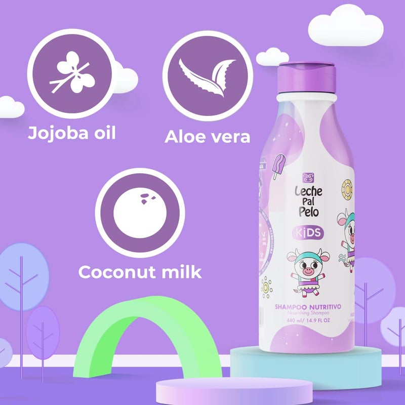 Leche Pal Pelo Kids Nourishing Shampoo - Gentle Daily Cleansing, Sulfate & Paraben-Free Formula with Jojoba, Coconut Milk, Aloe Vera - Hydrates, Defines, 14.9 fl.oz - Image 2