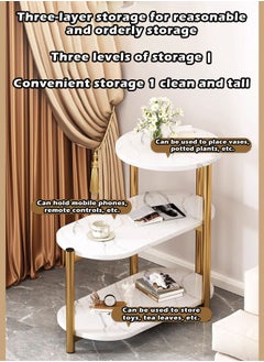 ZCM-HAPPY Three Layer Stone Pattern Side Table, High Grade Small Coffee Table for Living Room and Sofa, Elegant Storage Rack and Display Stand  - Image 4