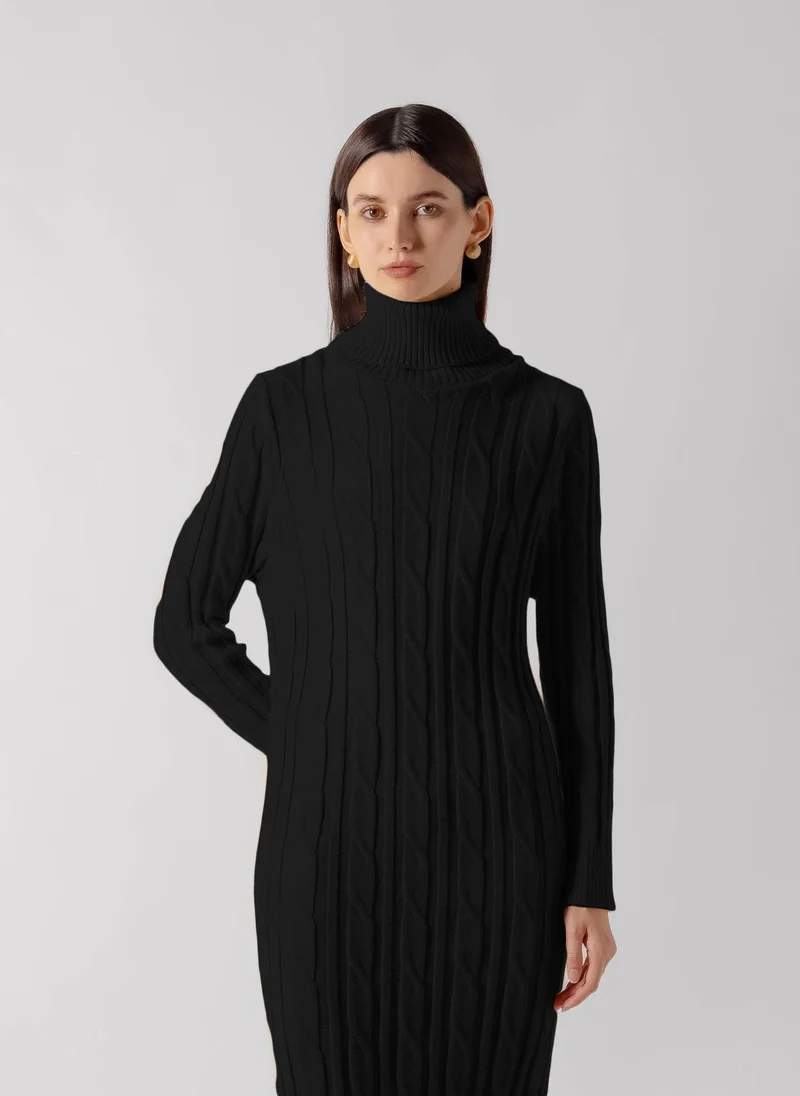 شايبس RIBBED TURTLENECK KNIT MAXI DRESS