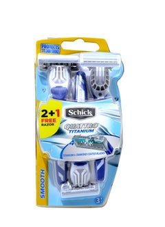 Schick Quattro Titanium 4 Blade Disposable Razor For Men-Titanium & Diamond Coated Blades-With Aloe & Jojoba-No Slip Grip-High Precision-Skin Comfort-Long Lasting Smooth Shave-3 Razors